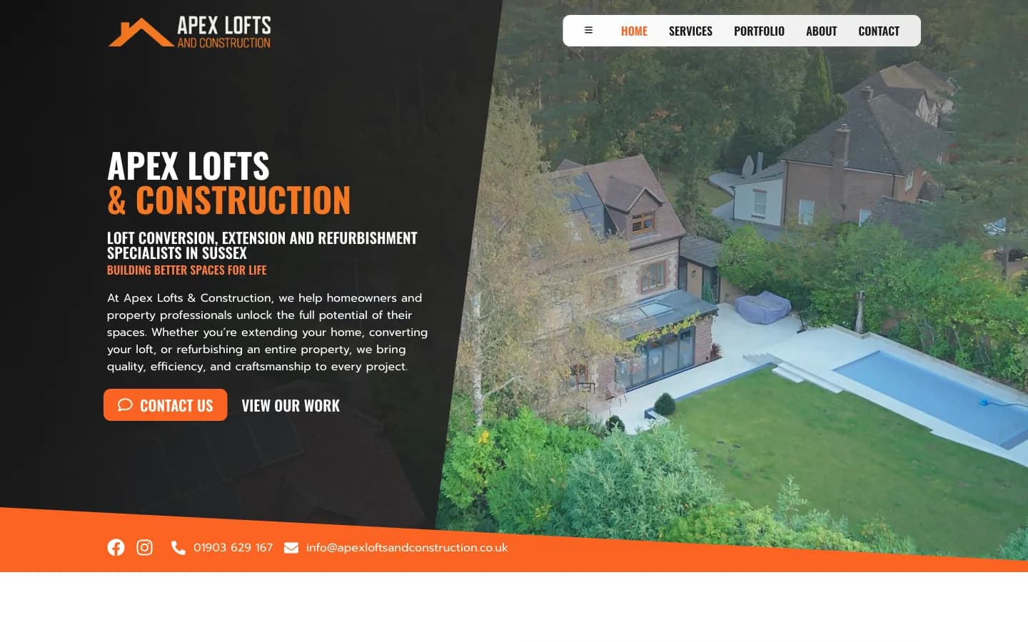 Apex Lofts & Construction website - loft conversions and extensions in Sussex